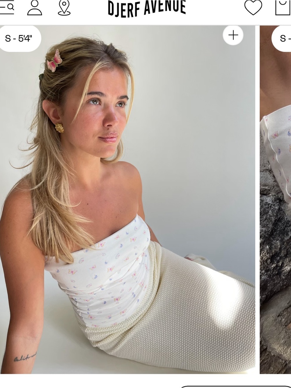 Djerf avenue butterfly daily white tube top medium